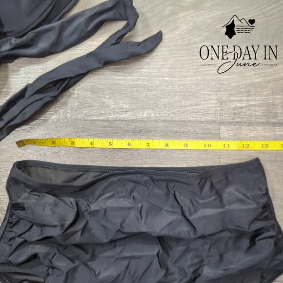 CharmLeaks Cross Front Tie High Waist Bikini Swimsuit Size L - Picture 2 of 4